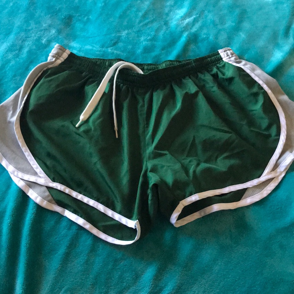 green soffe running shorts